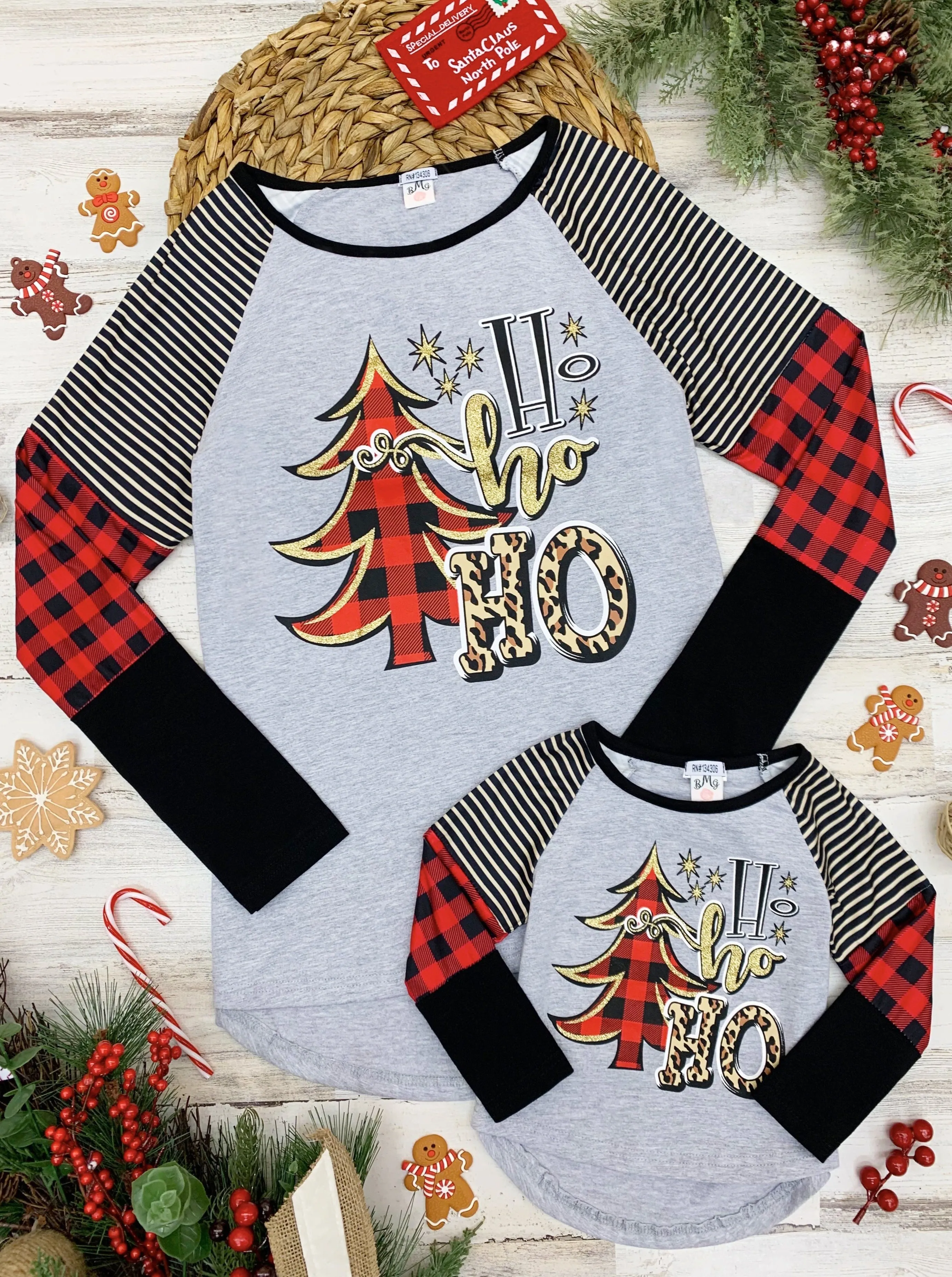 Mommy and Me Ho Ho Ho Colorblock Top