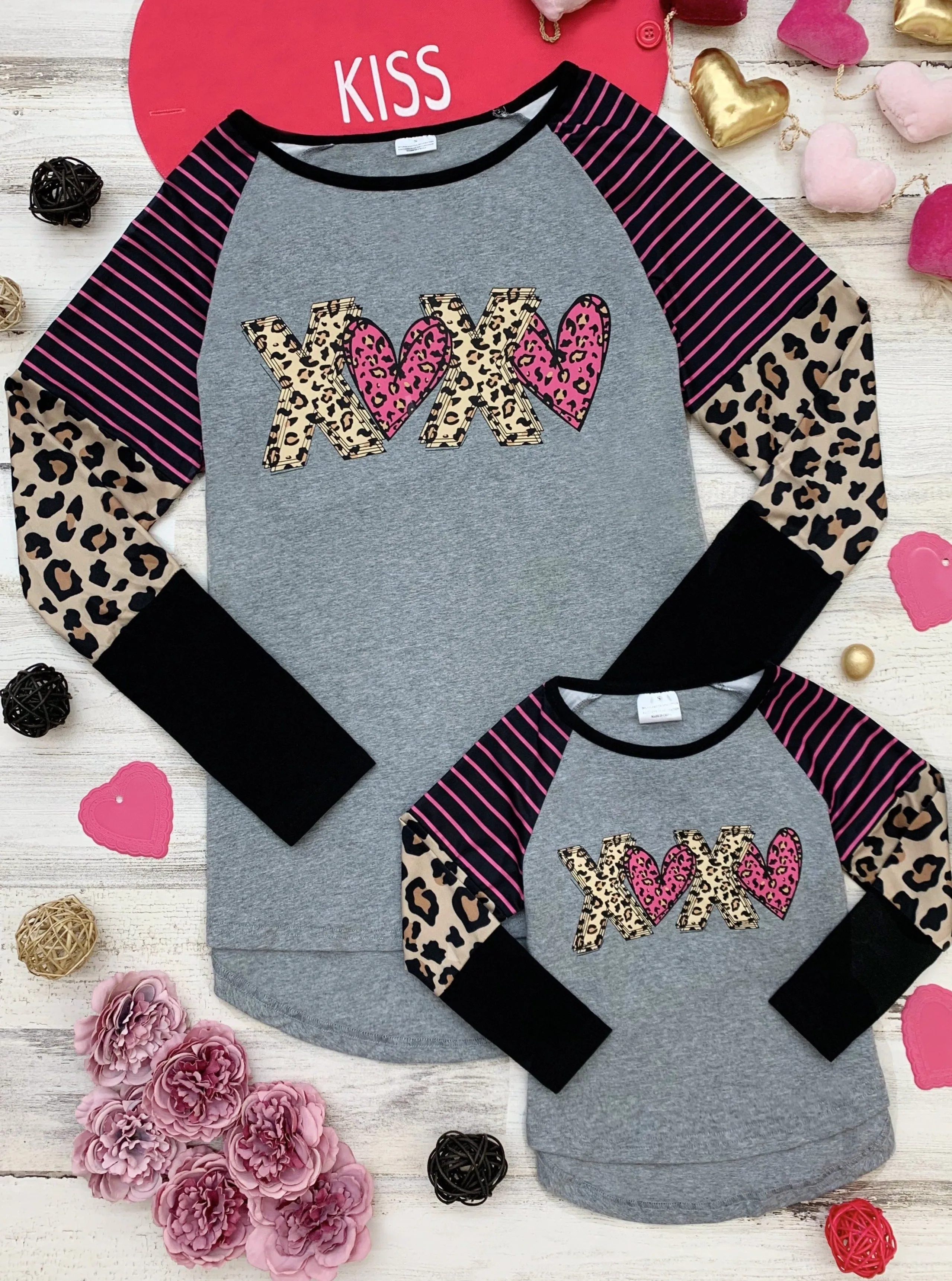 Mommy and Me Leopard X's and O's Colorblock Top