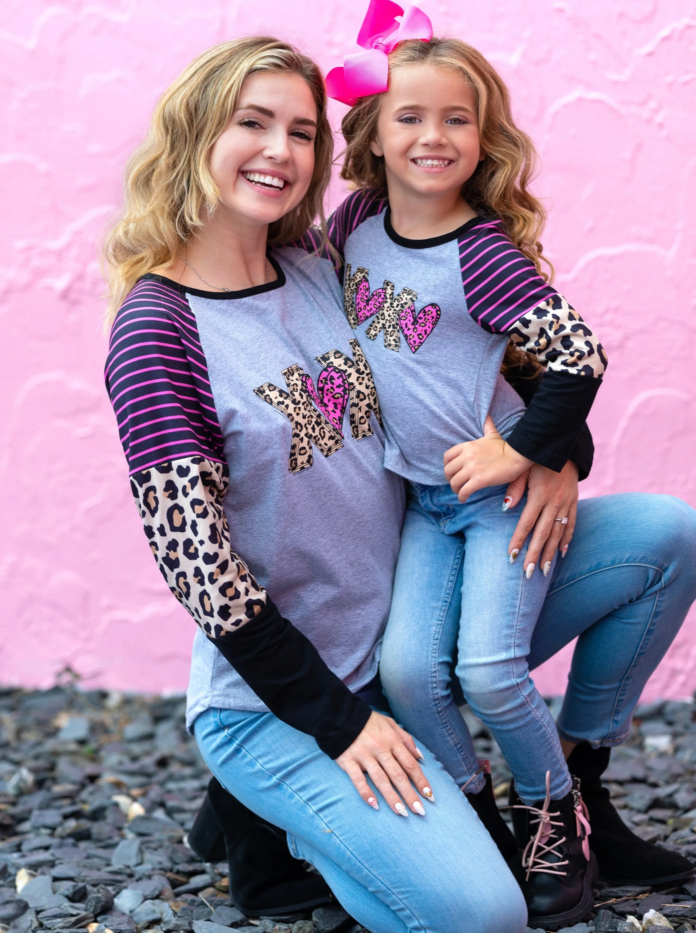Mommy and Me Leopard X's and O's Colorblock Top
