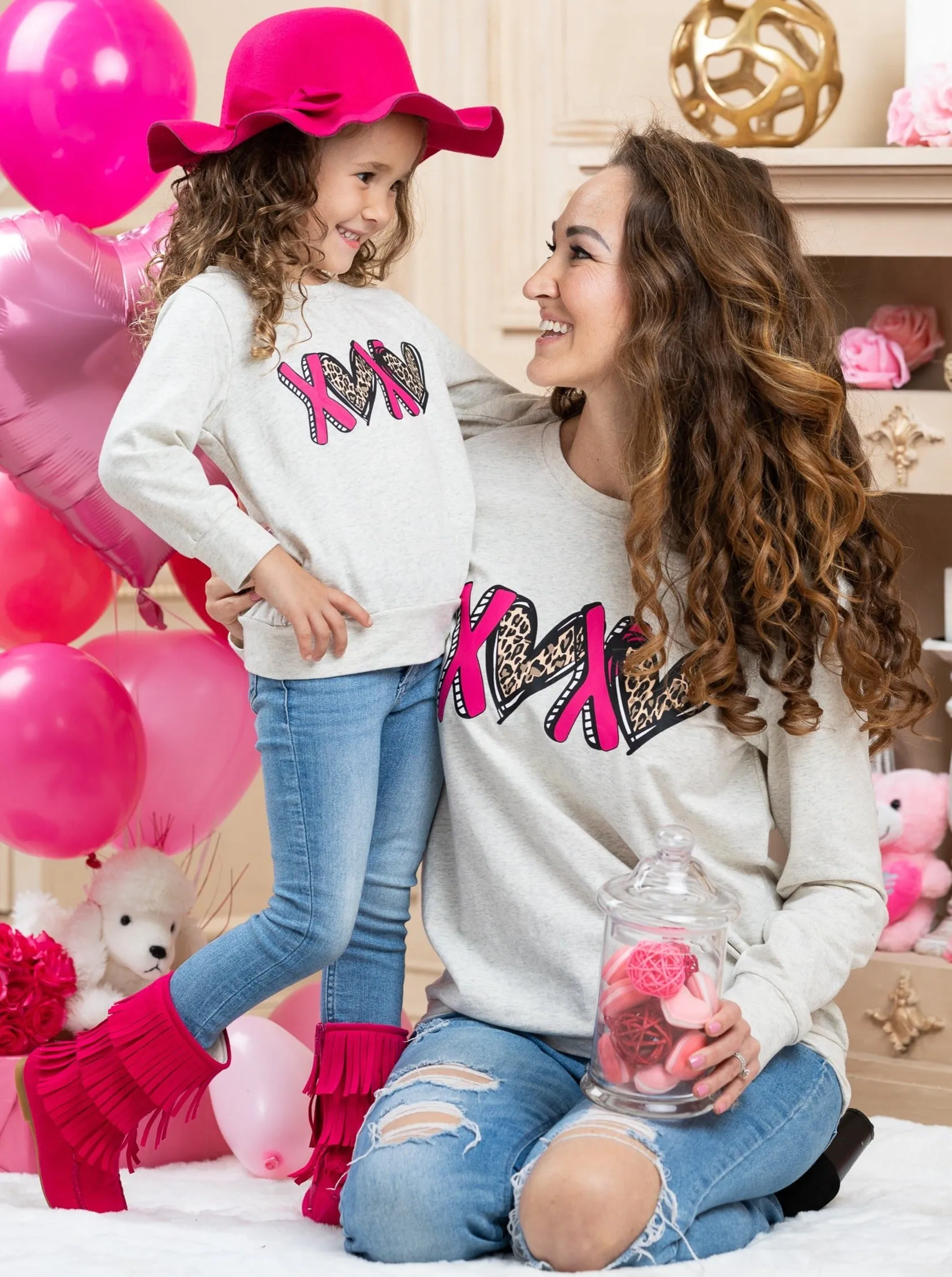 Mommy and Me Leopard X's and O's Top