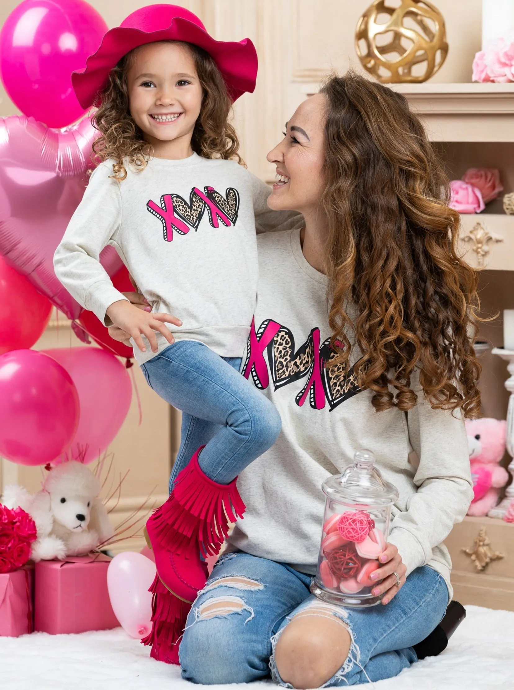 Mommy and Me Leopard X's and O's Top