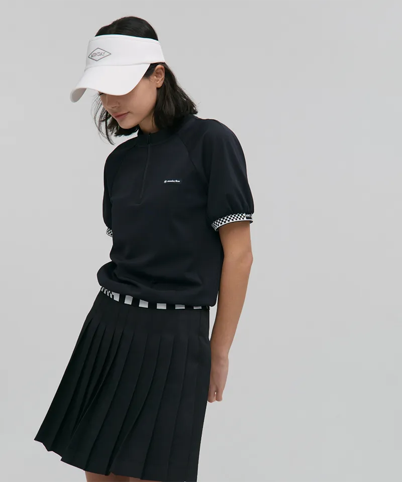 Monday Flow Checkerboard Pleated Skirt - Black