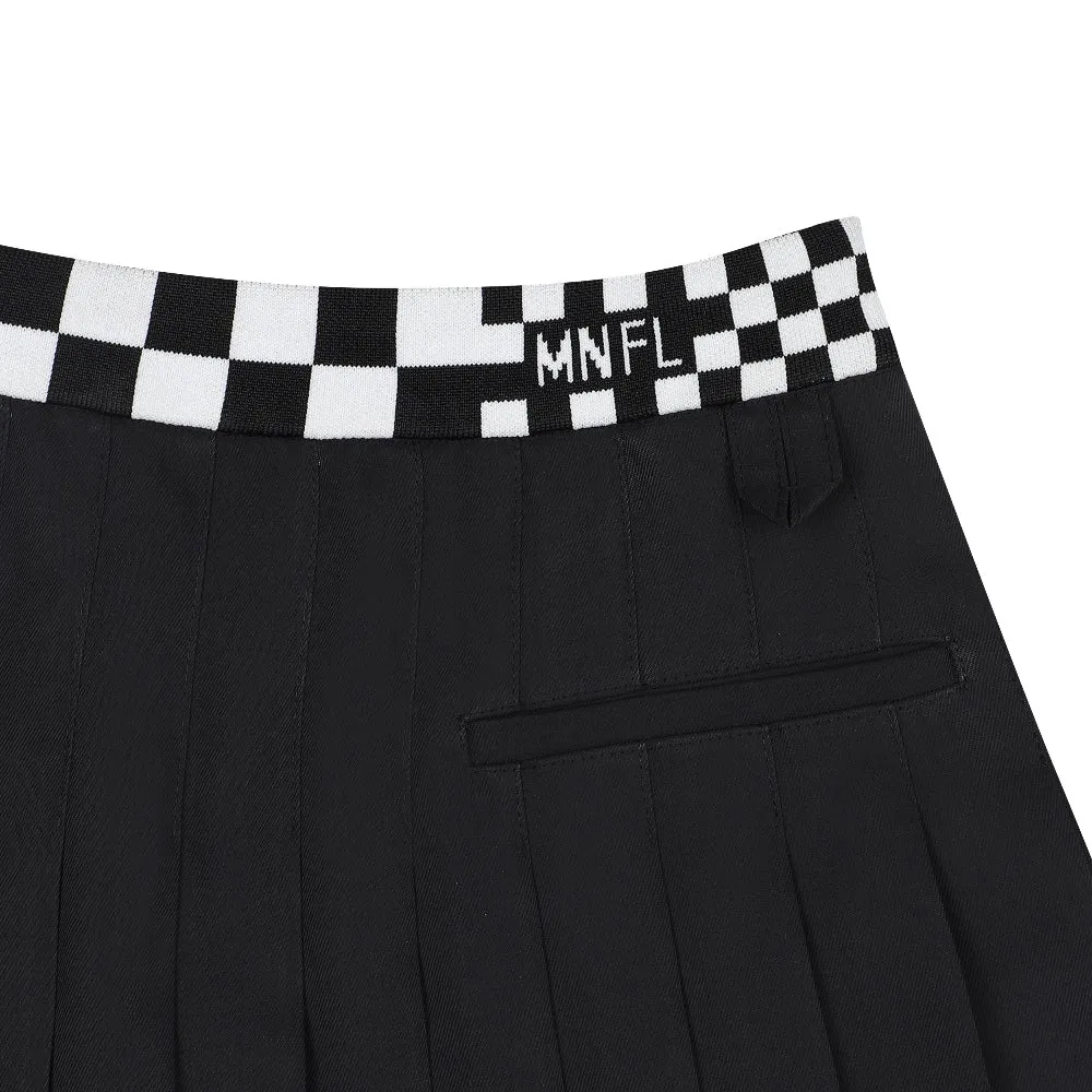 Monday Flow Checkerboard Pleated Skirt - Black