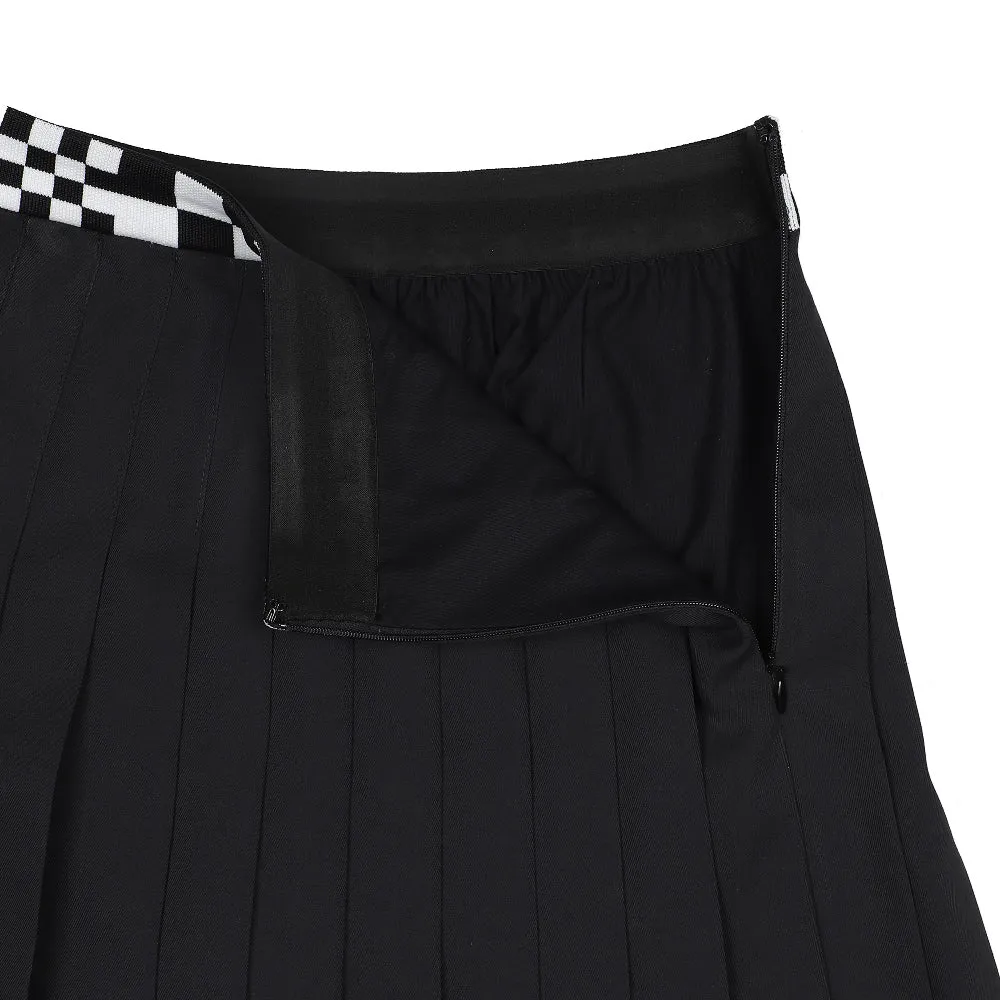 Monday Flow Checkerboard Pleated Skirt - Black