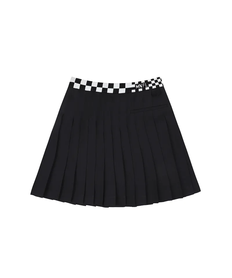 Monday Flow Checkerboard Pleated Skirt - Black