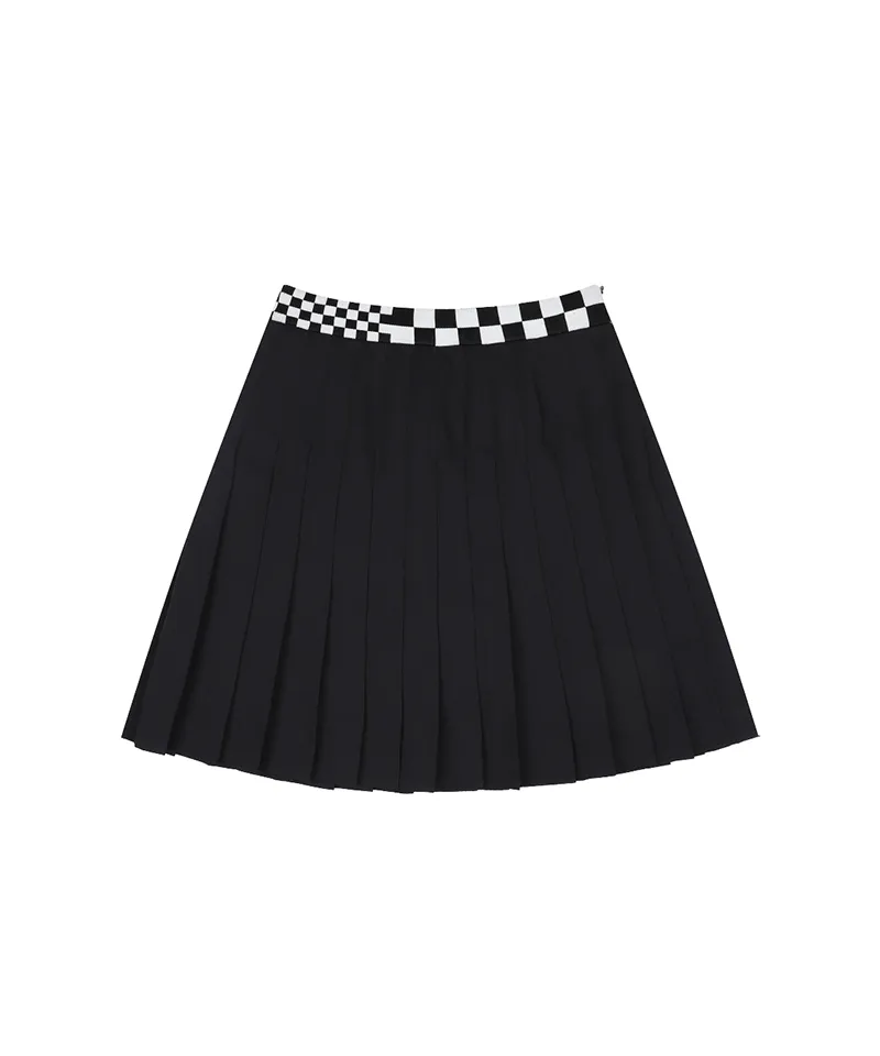 Monday Flow Checkerboard Pleated Skirt - Black