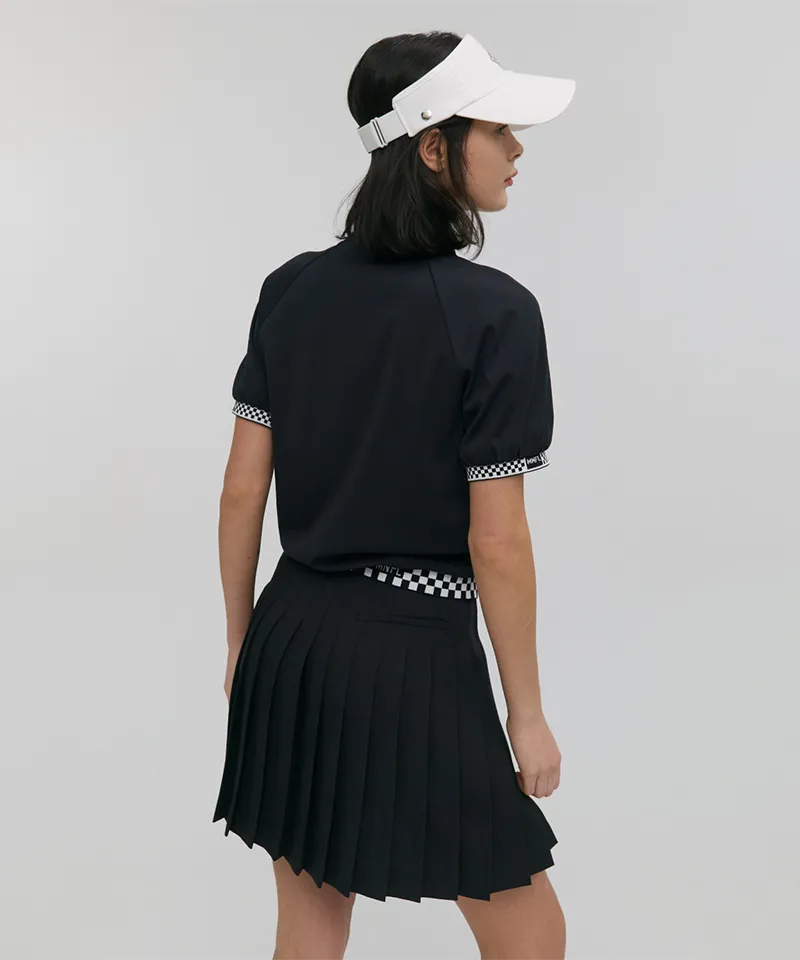Monday Flow Checkerboard Pleated Skirt - Black