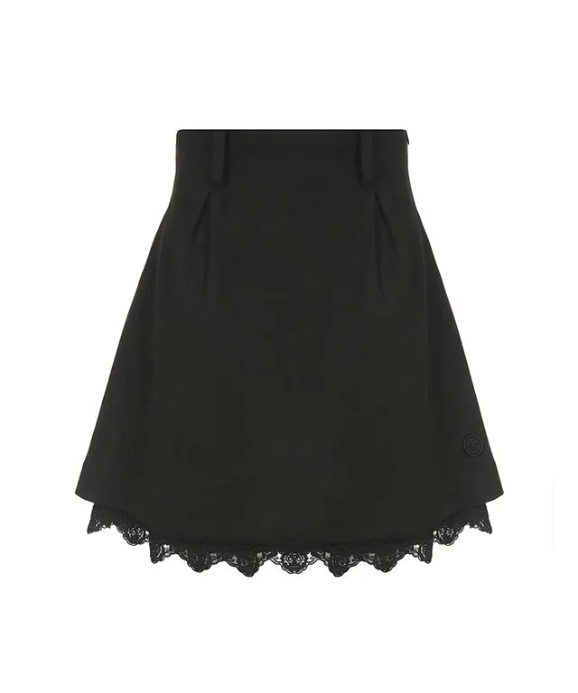MYCL Layerd Flare Skirt - Black