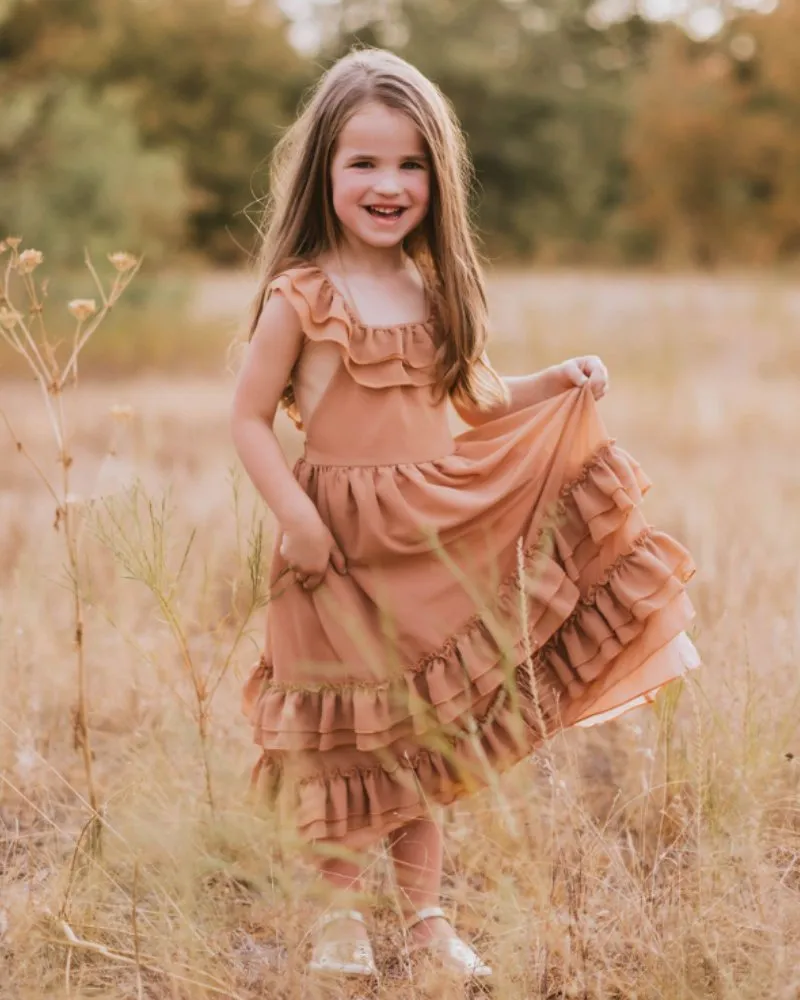 Nellie Ruffle Maxi Dress - Mocha