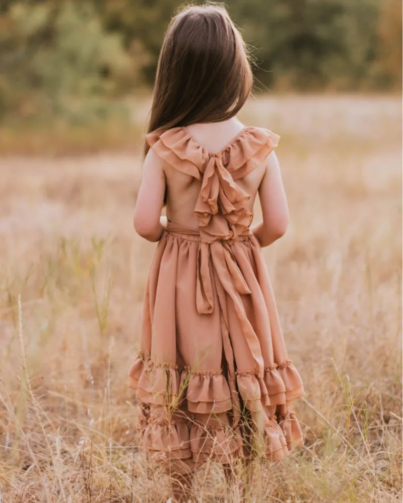 Nellie Ruffle Maxi Dress - Mocha