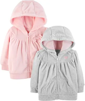 New Simple Joys by Carter's Baby Girls' 2-Pack Fleece Full Zip Hoodies, Sz 18 Months
