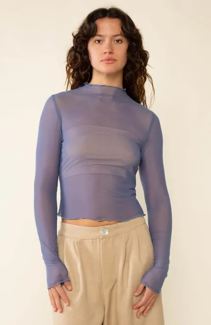 Nia Mock Neck Mesh Top
