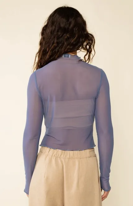 Nia Mock Neck Mesh Top