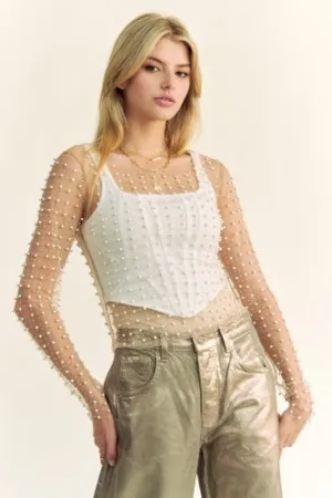 Nude Bead   Pearl Mesh Sheer
