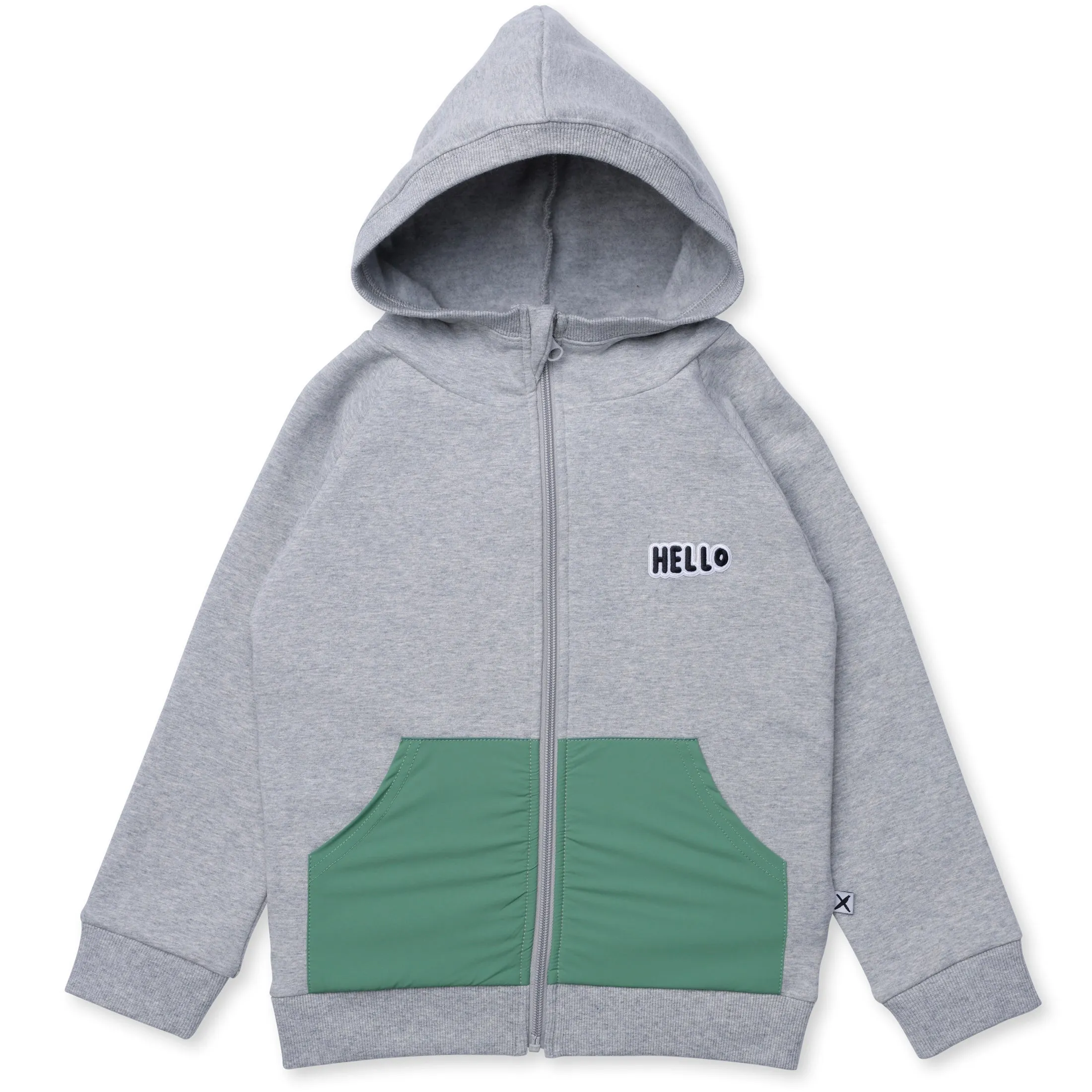 Nylon Patch Furry Zip Up - Grey