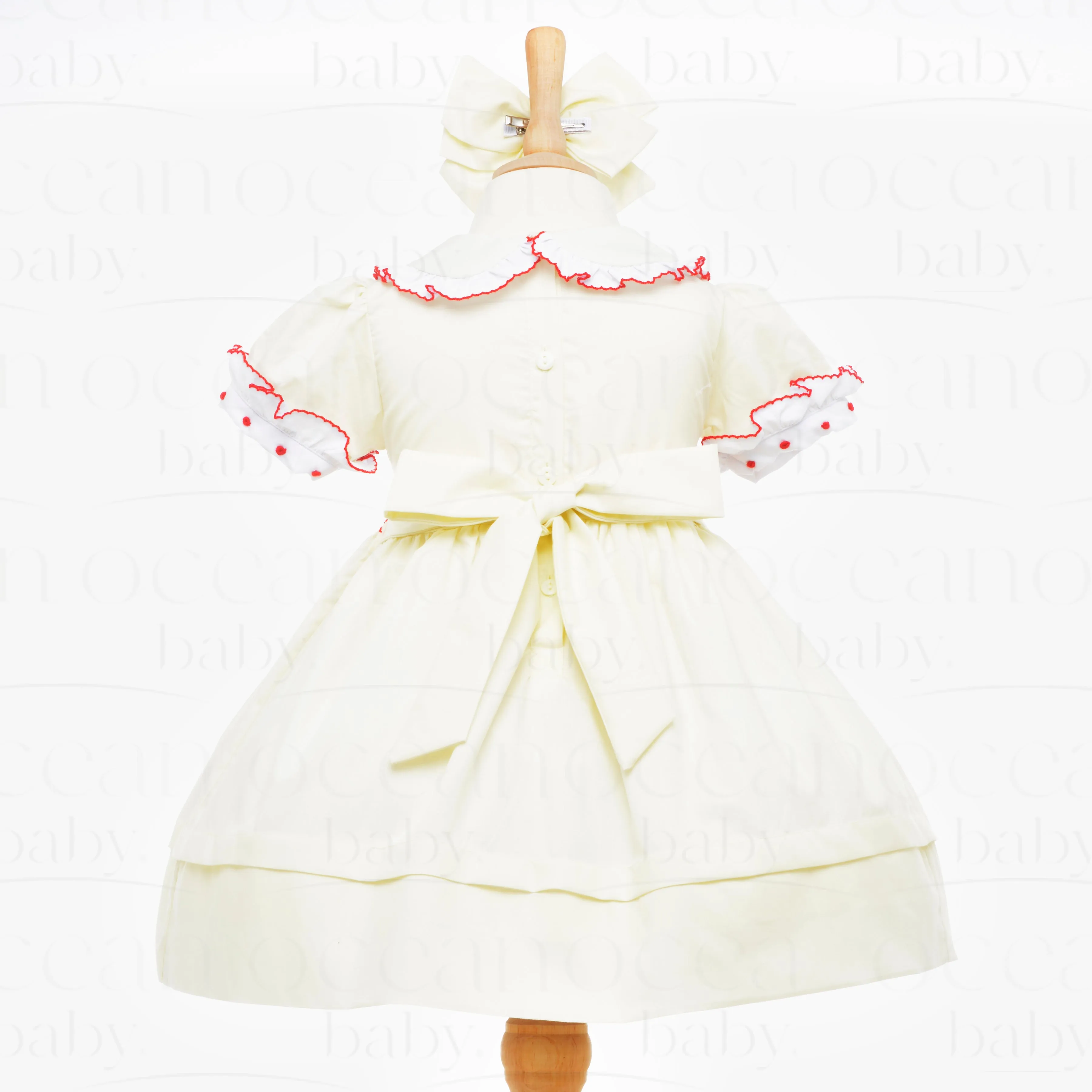 Ocean Baby Girls Strawberries & Cream Smocked Petticoat Layered Dress (NB-8Yrs) CREAM Colour - DARKER in colour than picture*