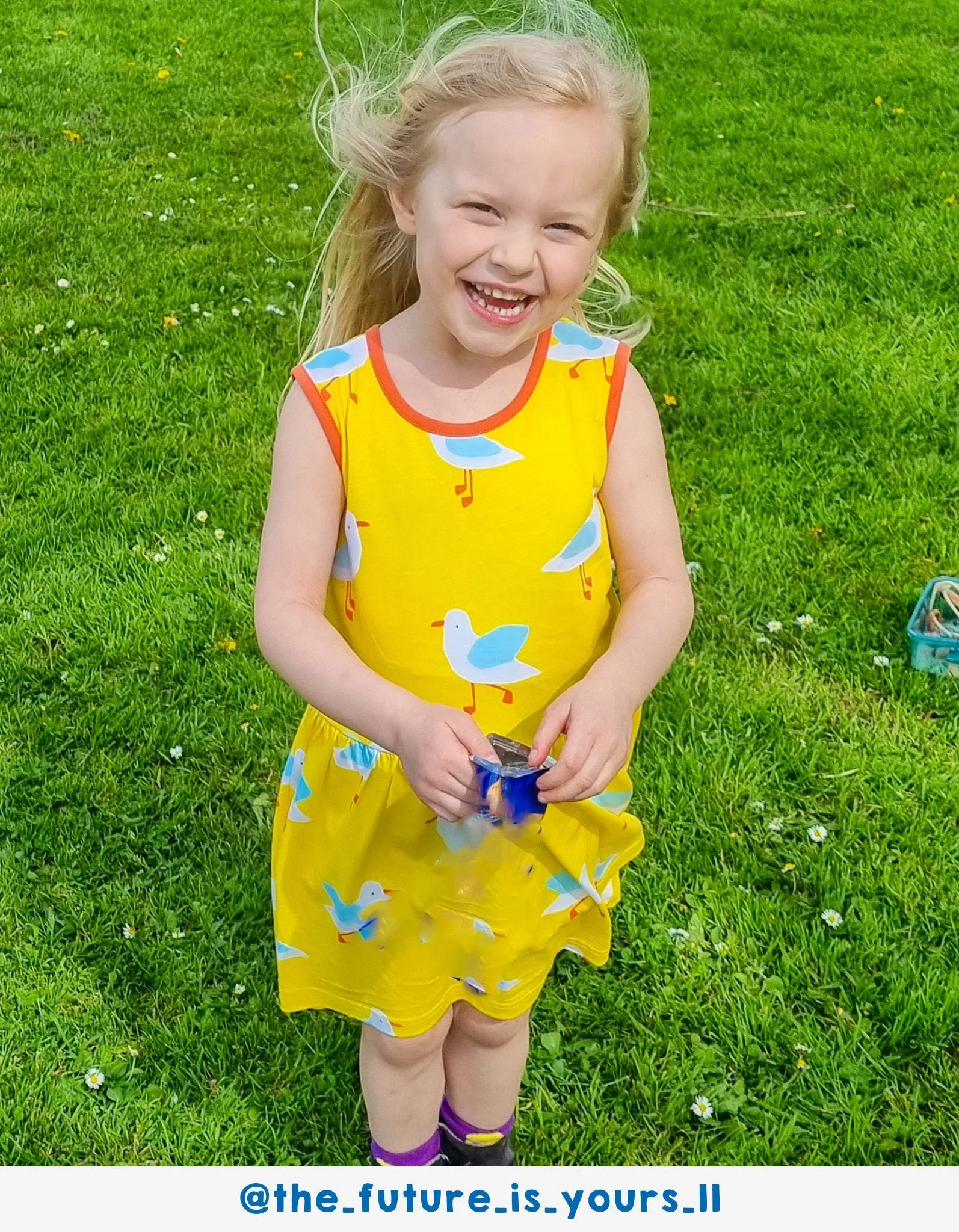 Organic Yellow Seagull Print Summer Dress