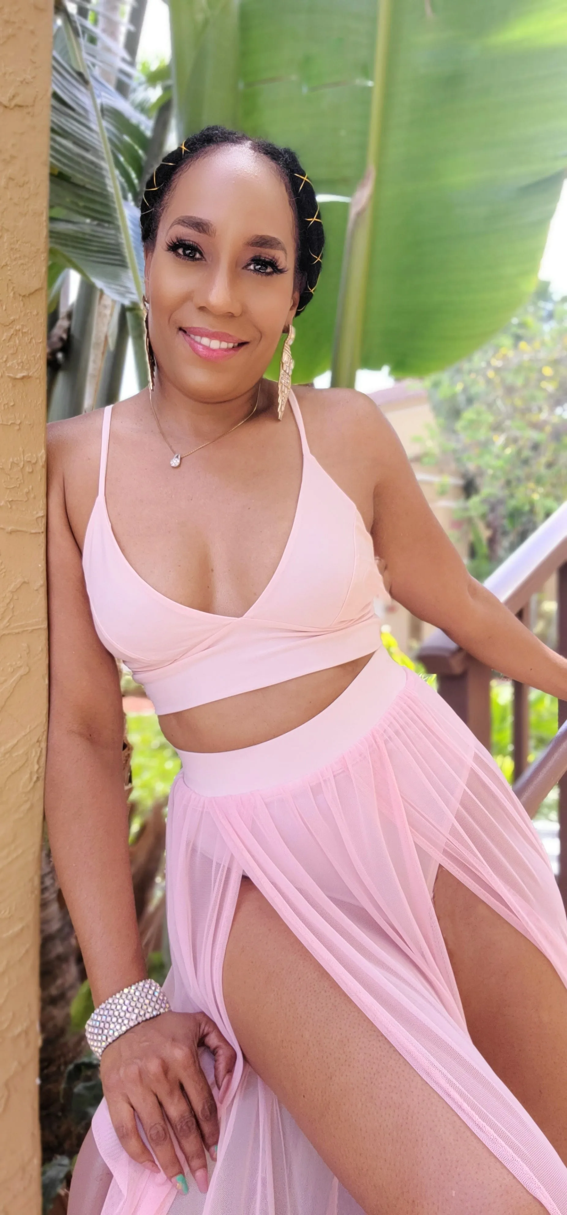 Out & Bad Mesh Skirt Set | Dusty Pink
