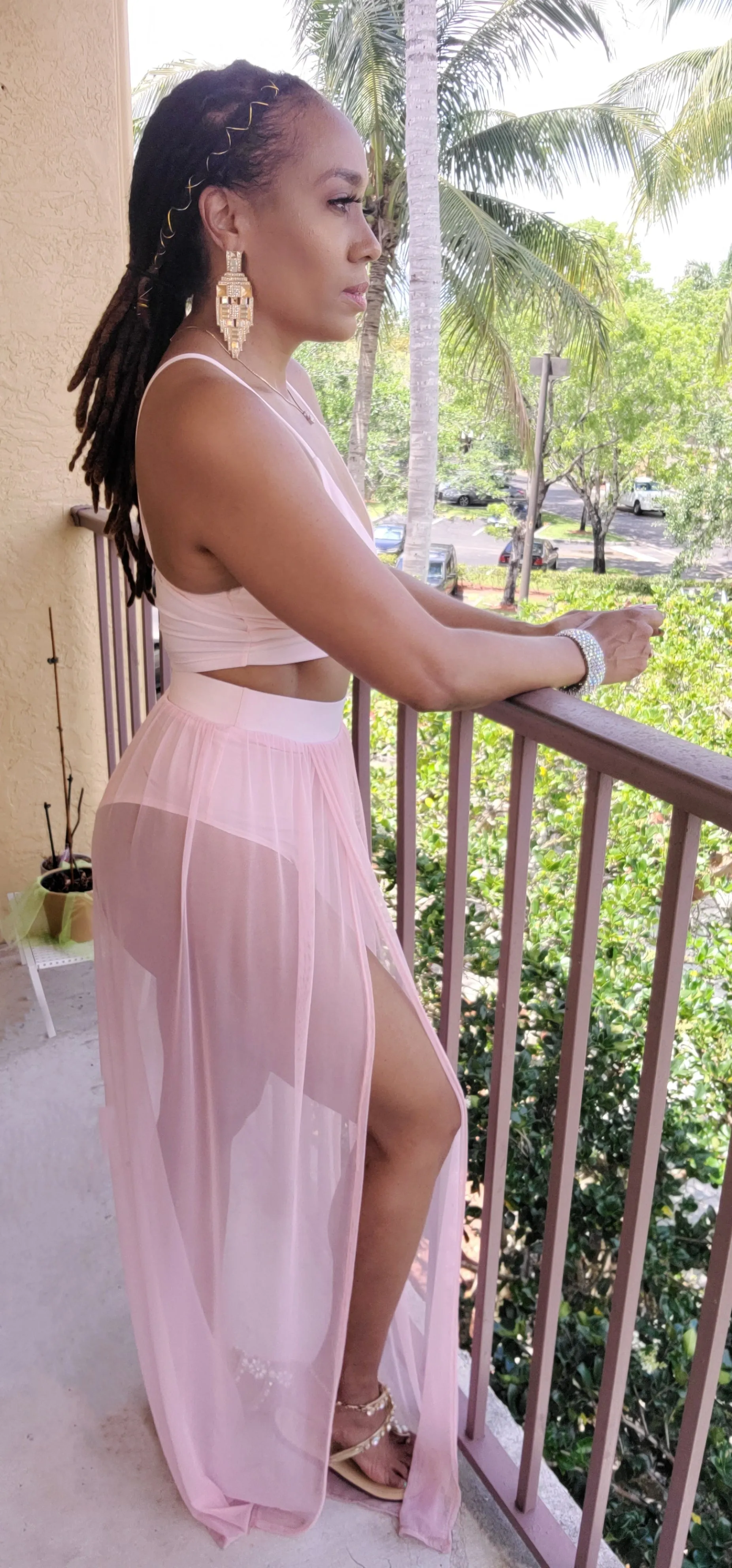 Out & Bad Mesh Skirt Set | Dusty Pink