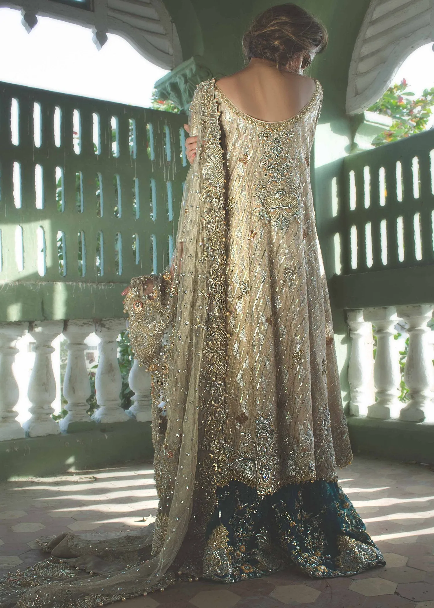 Pakistani Bridal Dress with Dhaka Pajama for Wedding #J5154