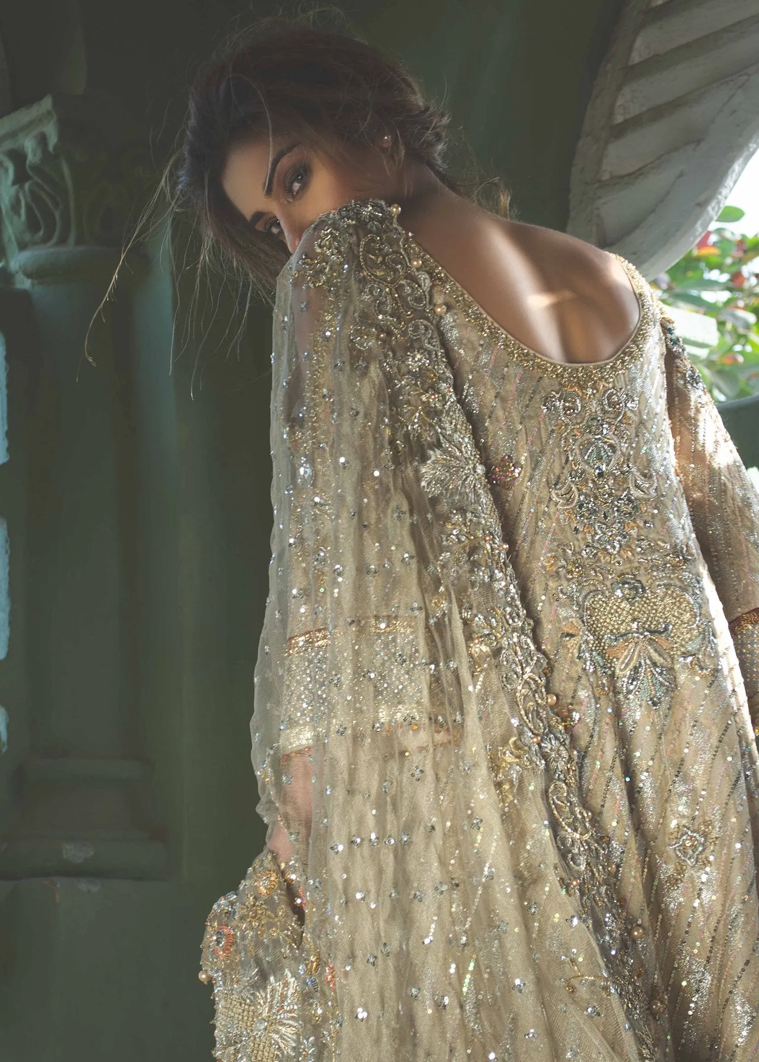 Pakistani Bridal Dress with Dhaka Pajama for Wedding #J5154