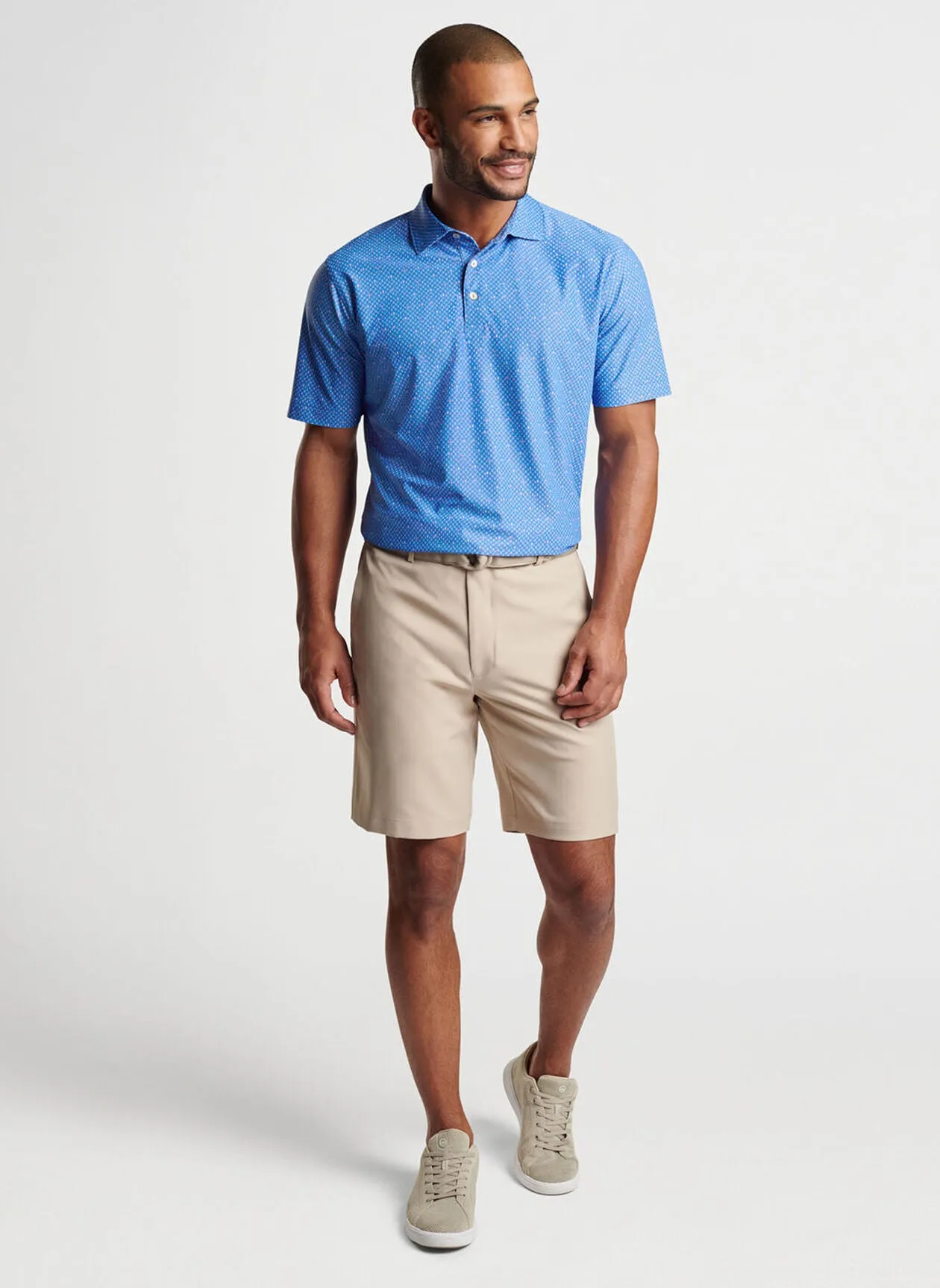 Peter Millar Mens Classic Fit Irish Coffee Performance Mesh Polo -  LIBERTY BLUE