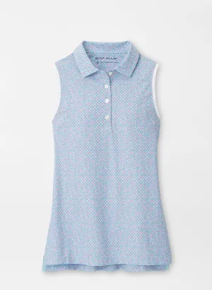 Peter Millar Womens In A Pickle Ball Banded Sport Mesh Sleeveless Button Polo - MULTI