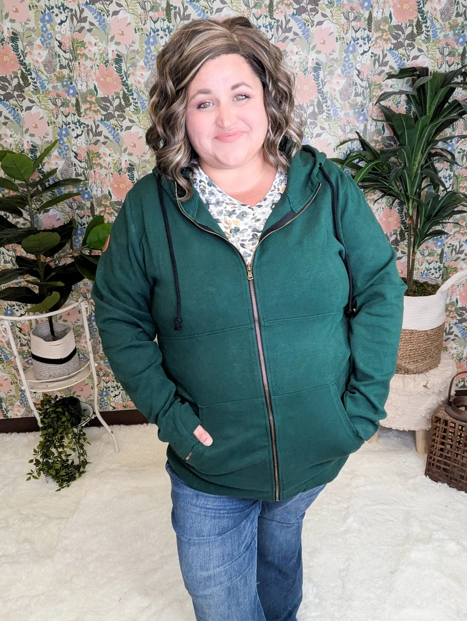 PHC- Solid Fullzip Hoodie in Triple Stretch Evergreen