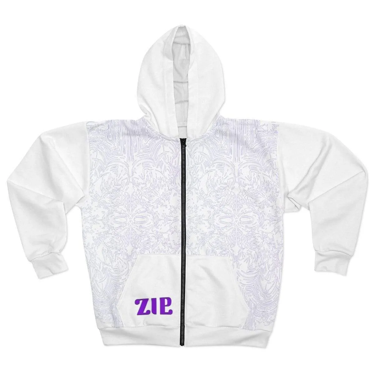 Plumskum Cut Sew AOP Zip Hoodie - All White
