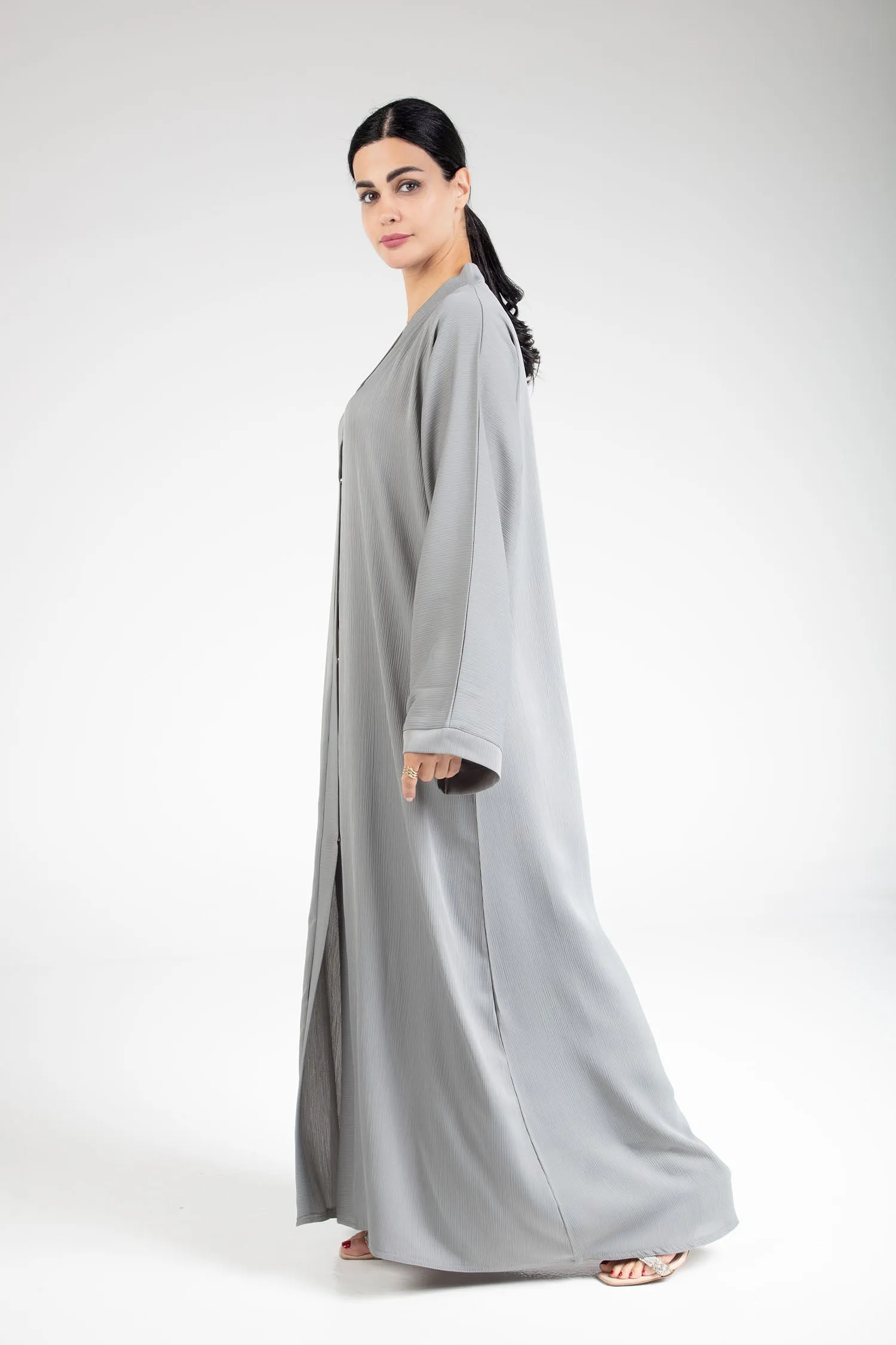 Powder Ash Open Abaya