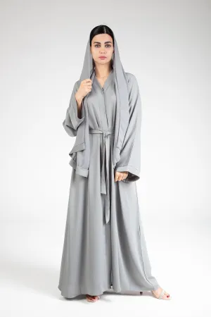 Powder Ash Open Abaya
