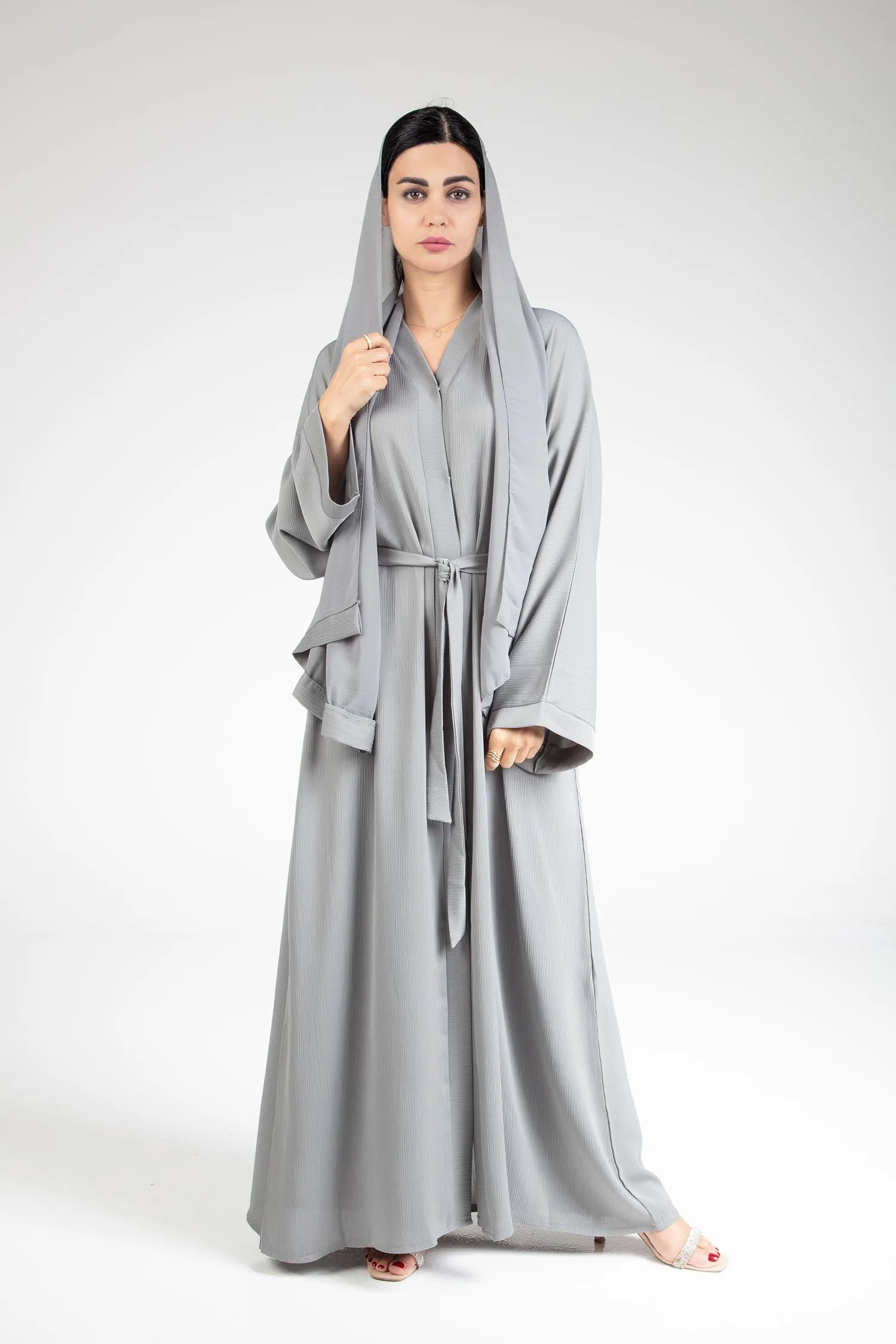 Powder Ash Open Abaya