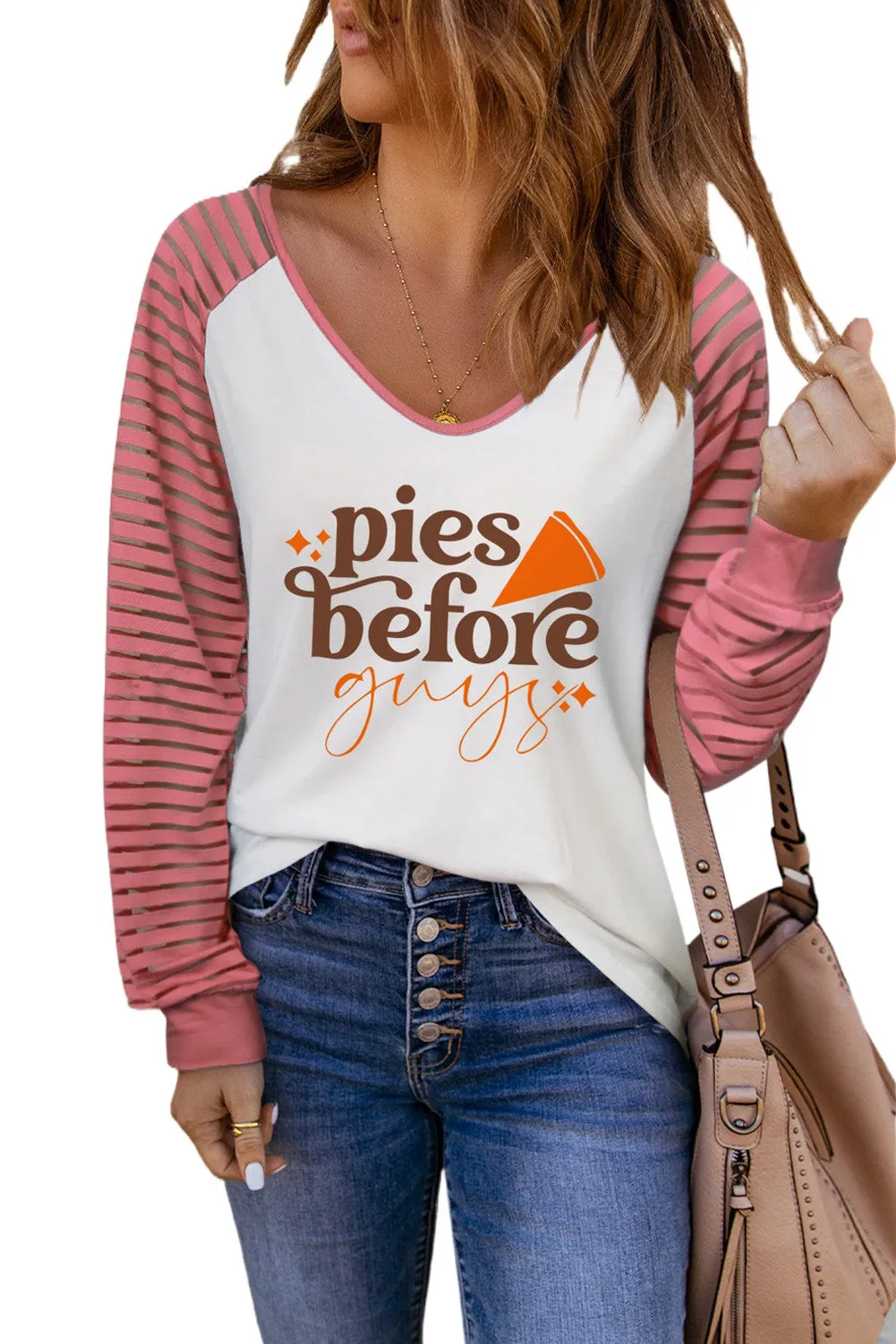 Print Patchwork Mesh Long Sleeve Top