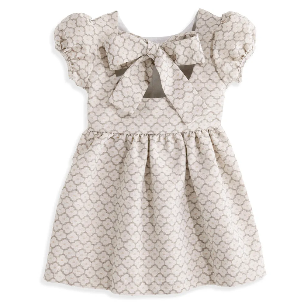 Puff Sleeve Jacquard Angelina Dress -- Clay Floral Jacquard