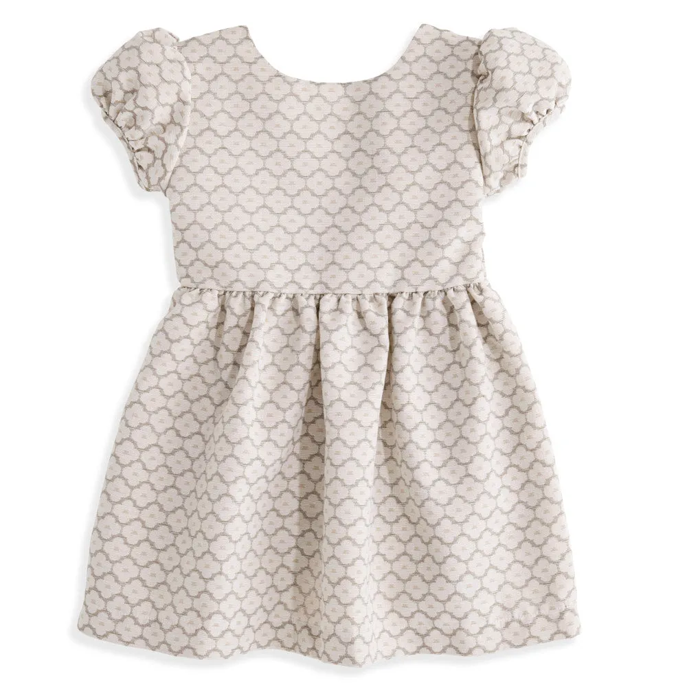 Puff Sleeve Jacquard Angelina Dress -- Clay Floral Jacquard