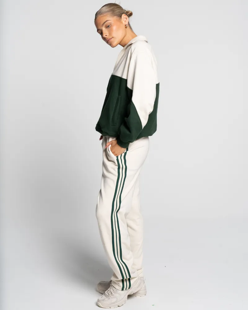 Quarter Zip Jumper - Off-White/Green
