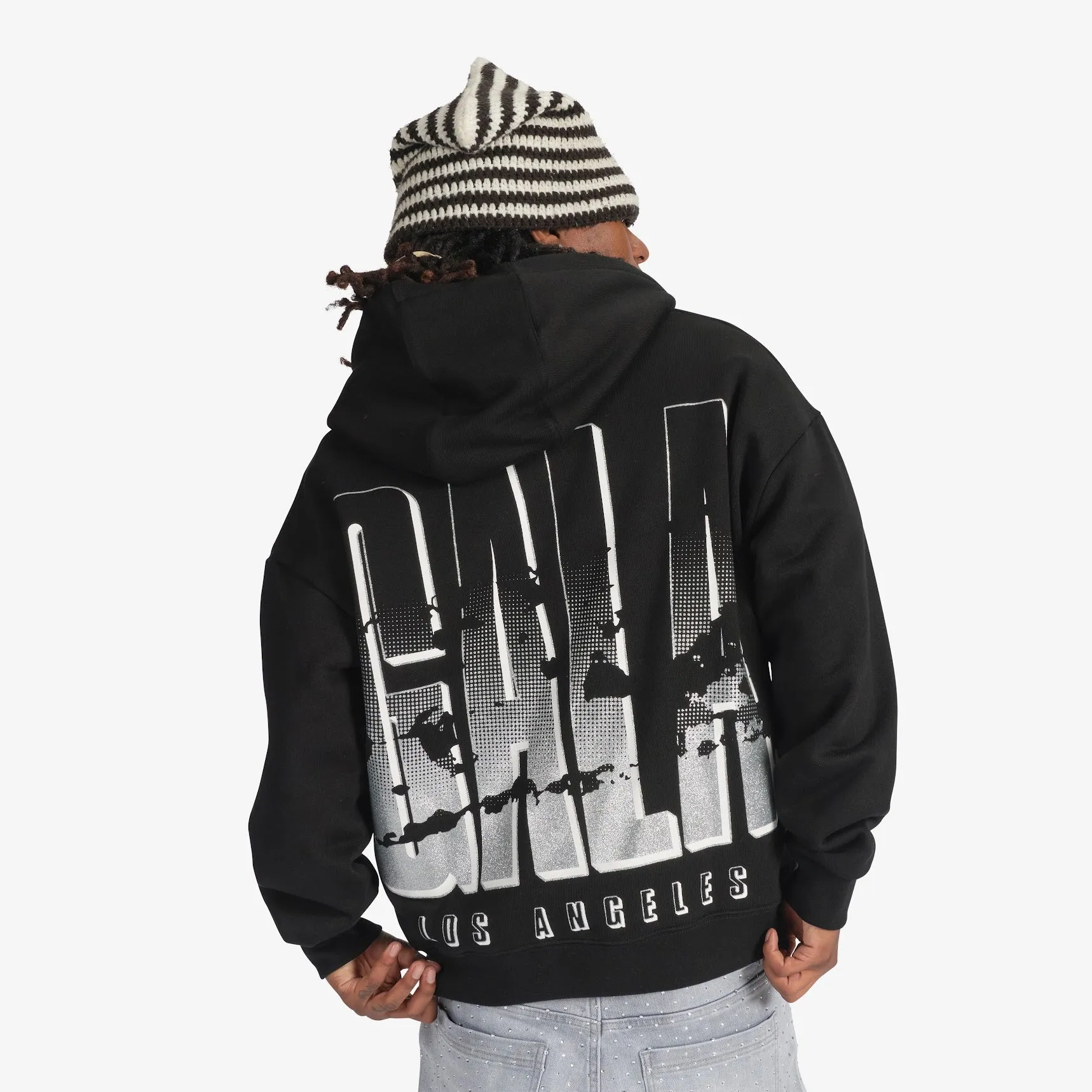 "Name" Zip Hoodie (black/silver)