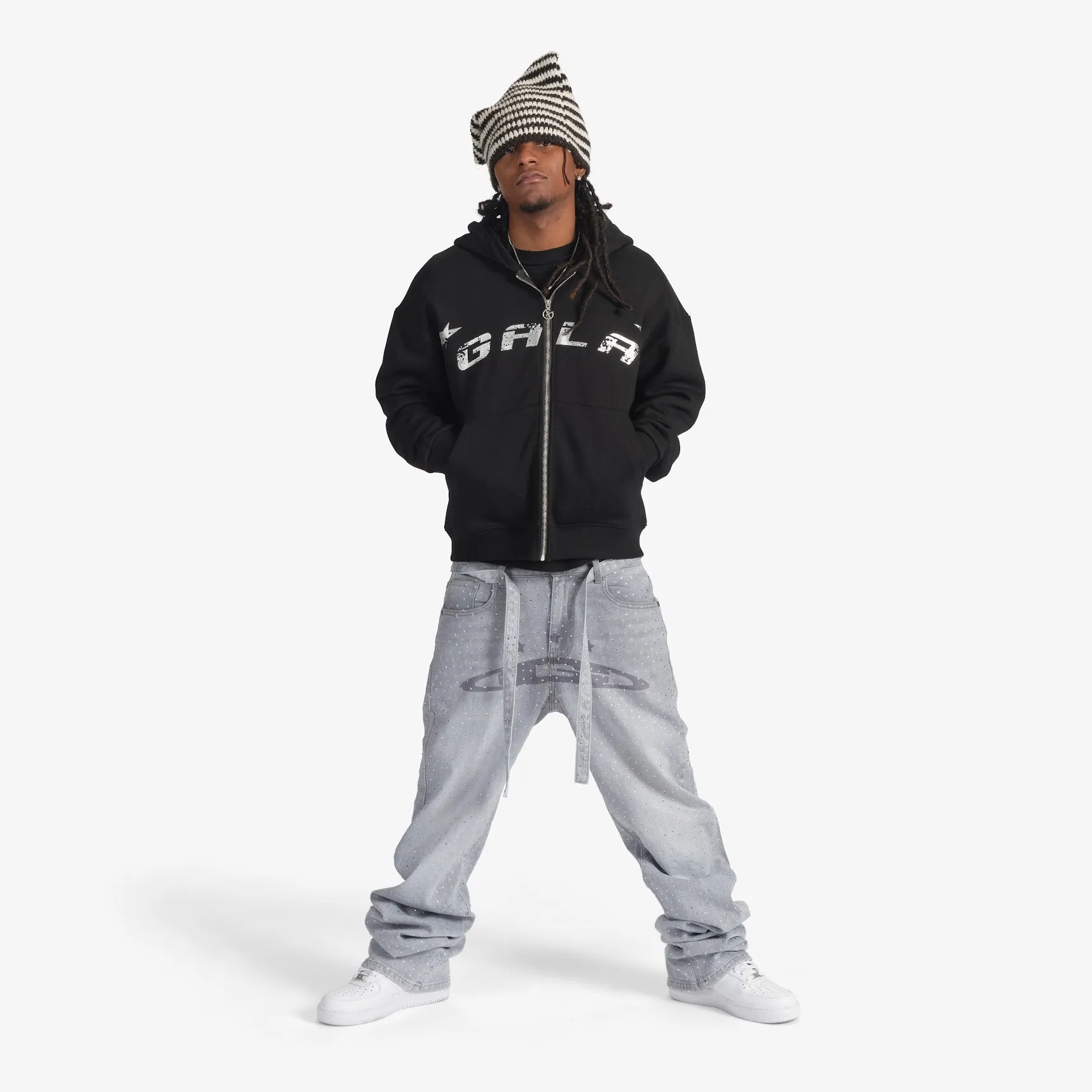"Name" Zip Hoodie (black/silver)