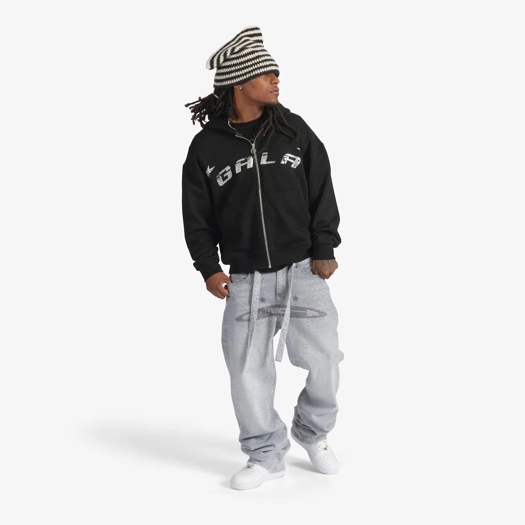 "Name" Zip Hoodie (black/silver)
