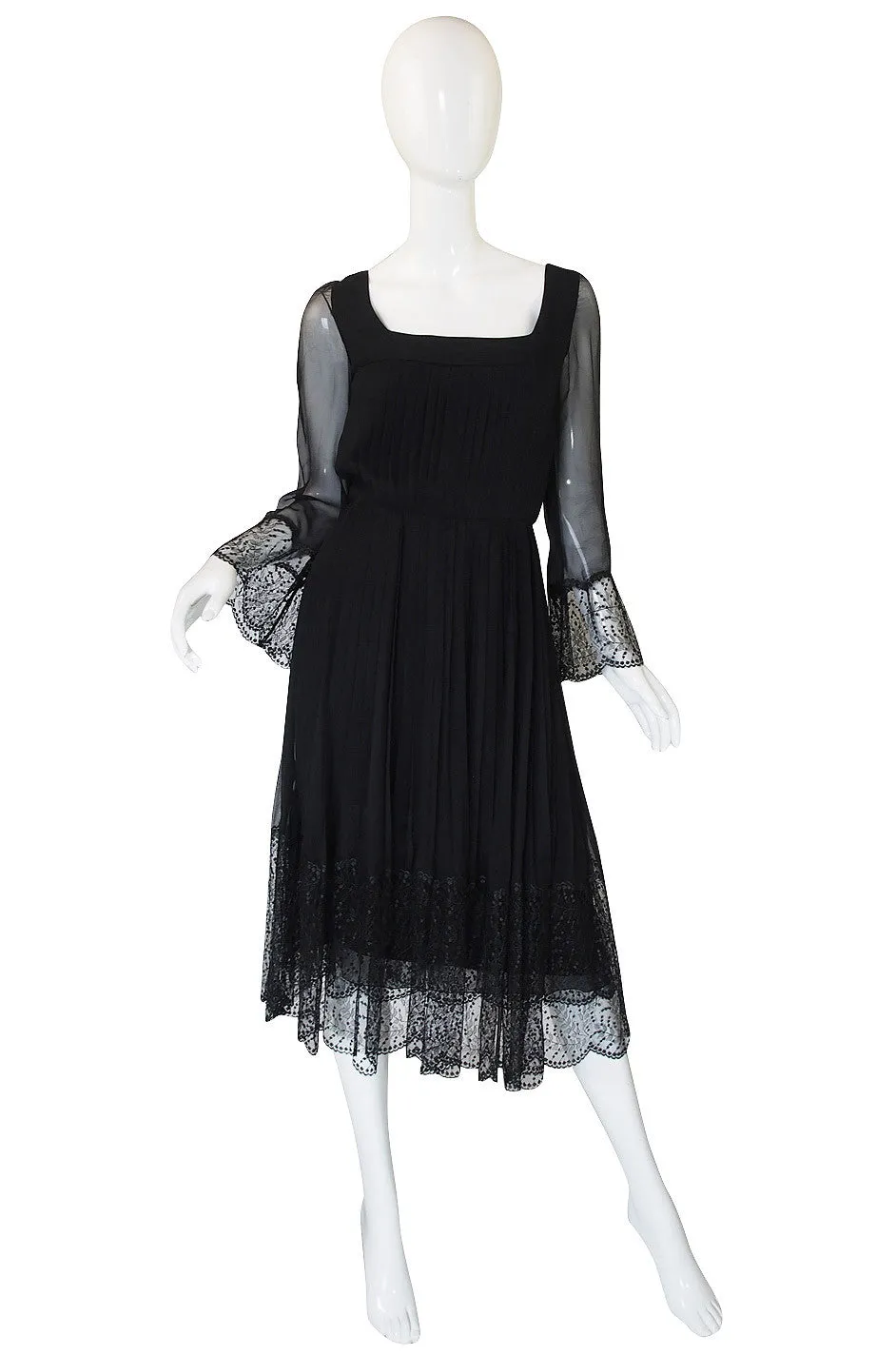 Rare 1960s Silk and Lace Jean Louis Dress