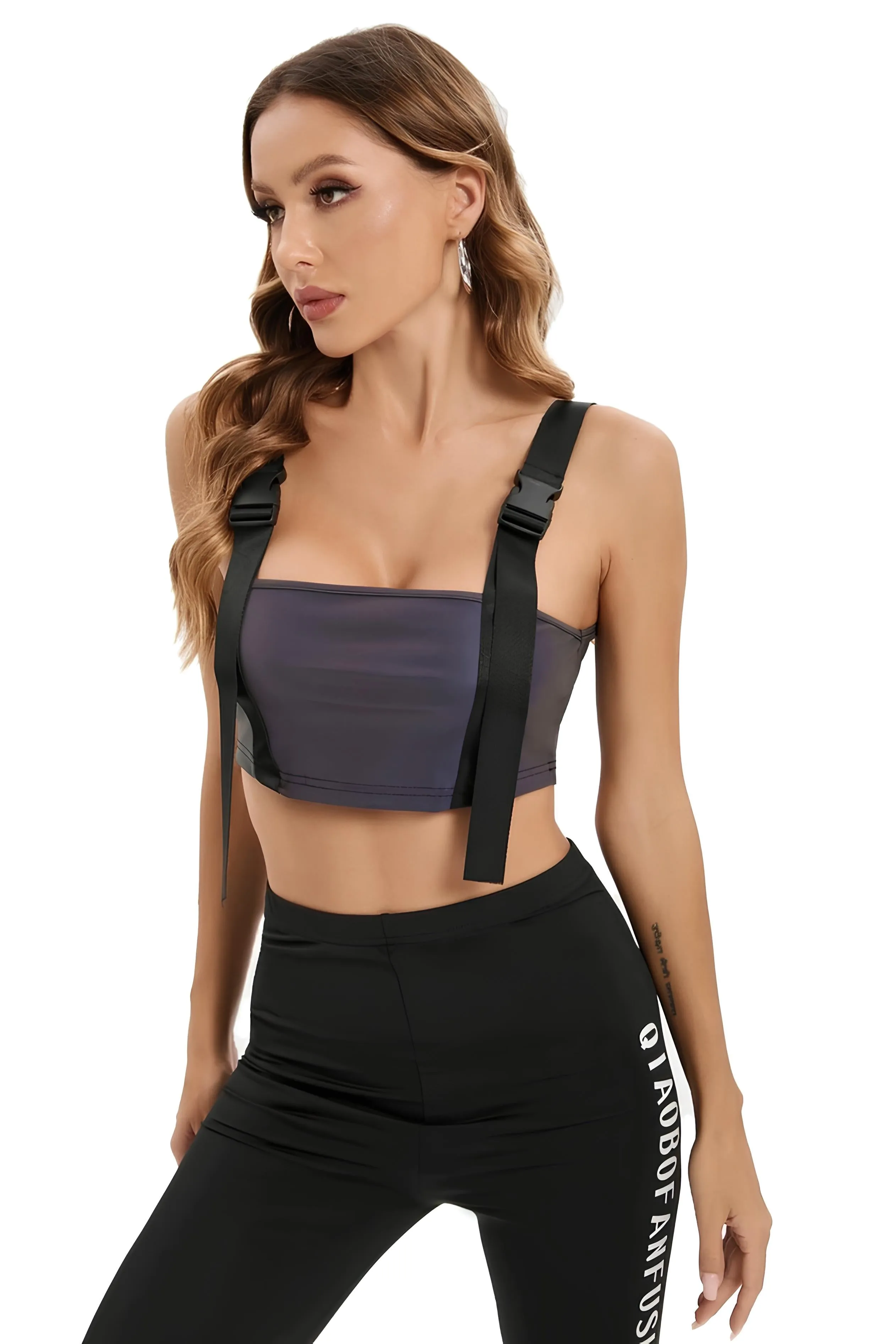Reflective Metallic Festival Crop Top – Glow Under the Lights
