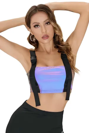 Reflective Metallic Festival Crop Top – Glow Under the Lights