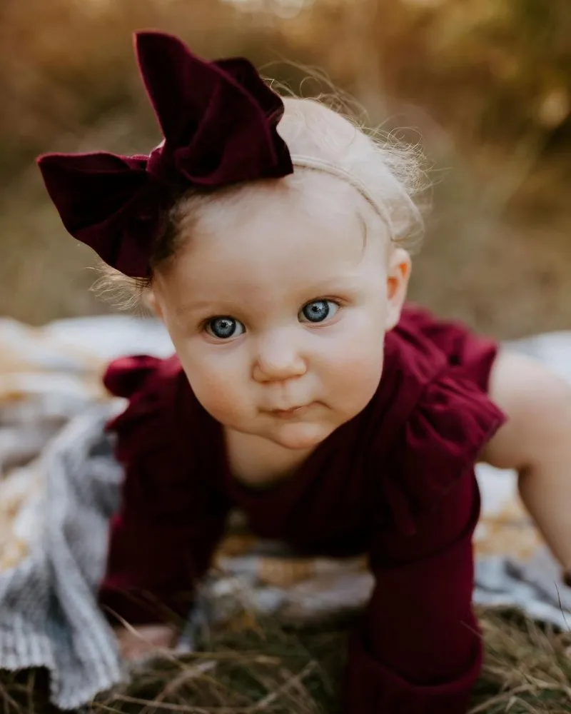 Rhodes Velour Bubble Shorty Romper - Candy Apple Red