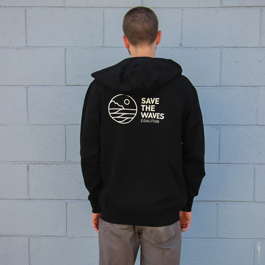 Save The Waves Unisex Zip Black Hoodie