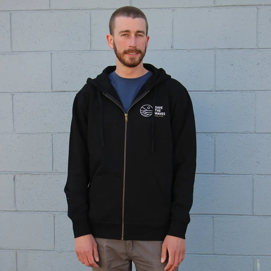 Save The Waves Unisex Zip Black Hoodie