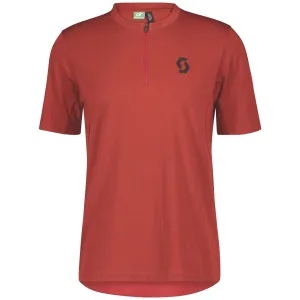 Scott Trail Flow Dri Zip Short Sleeve Mens Cycling Jersey - Red