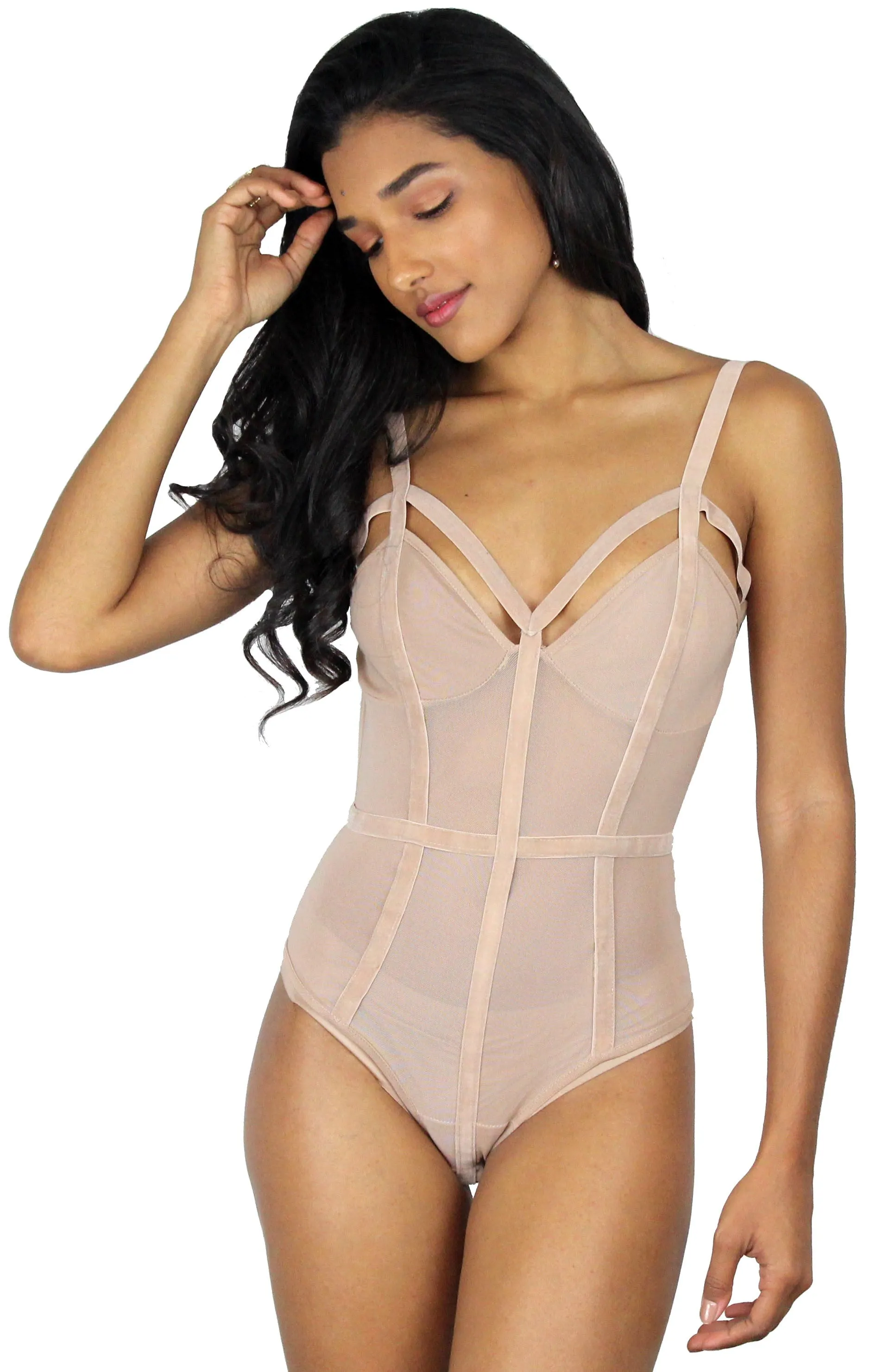Secrets Sides Nude Mesh Bodysuit
