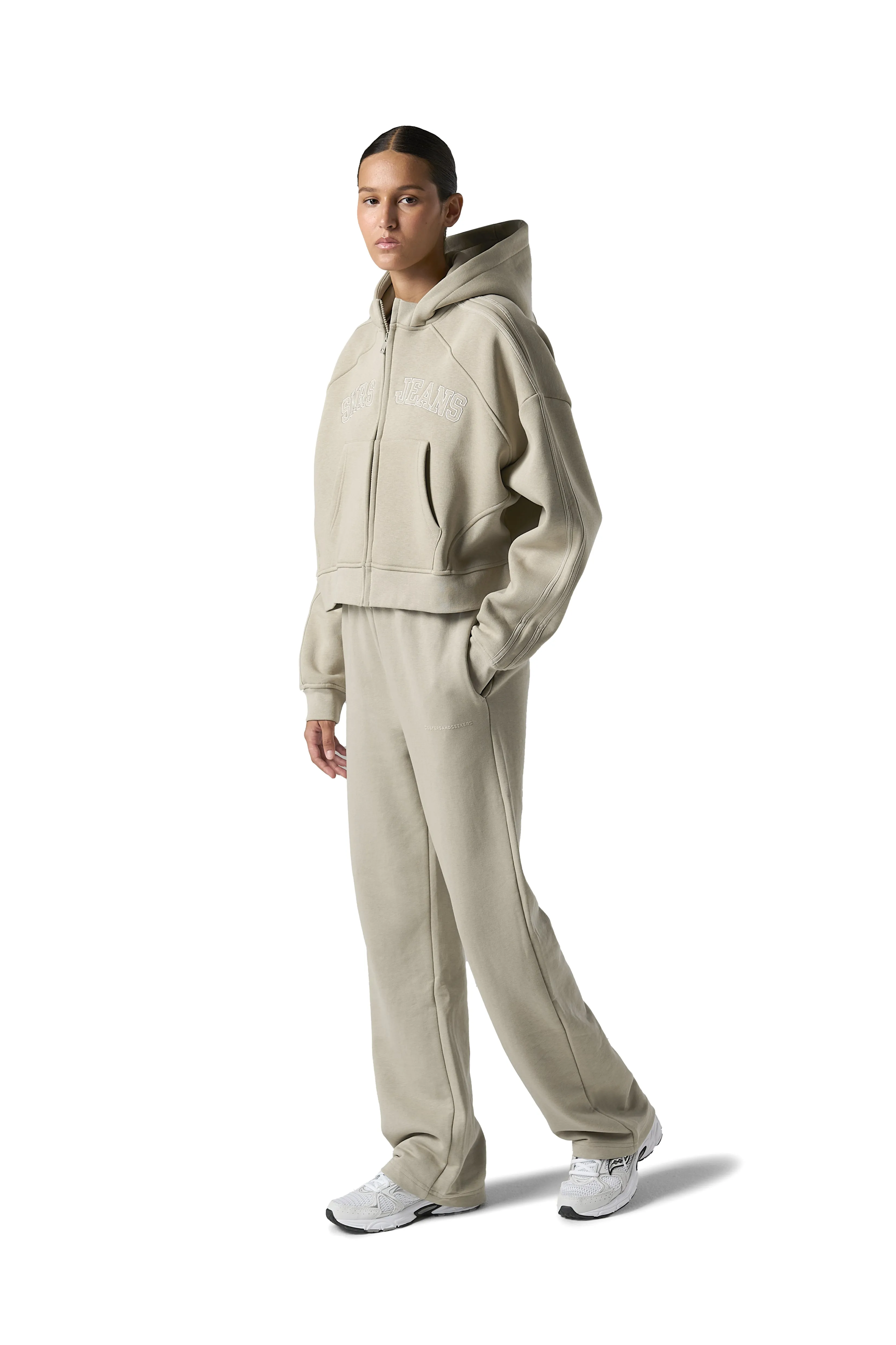 Series Boxy Zip Up in Bone