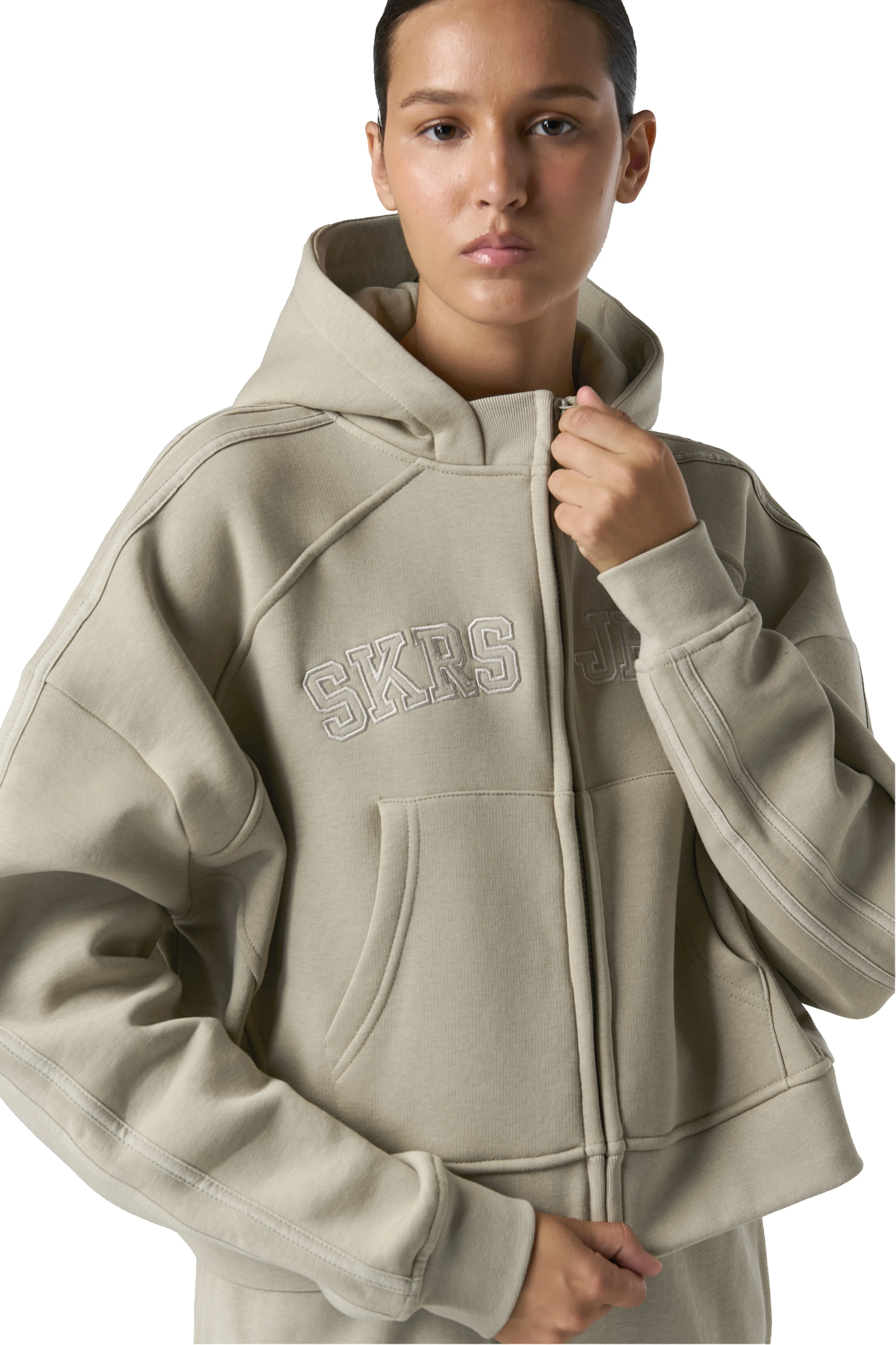 Series Boxy Zip Up in Bone