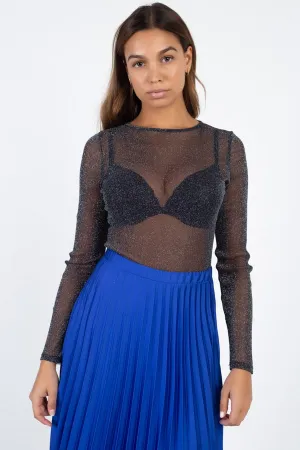 Sheer Mesh Metallic Top